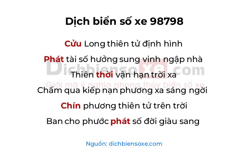 Dịch thơ biển số 98798