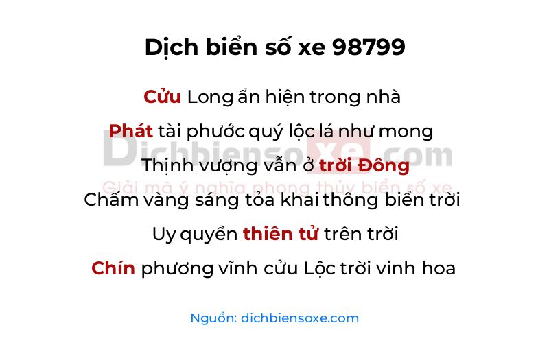 Dịch thơ biển số 98799