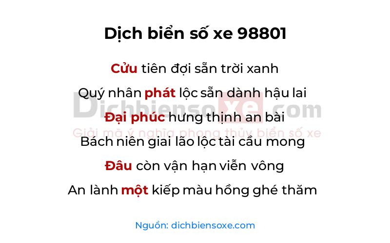 Dịch thơ biển số 98801