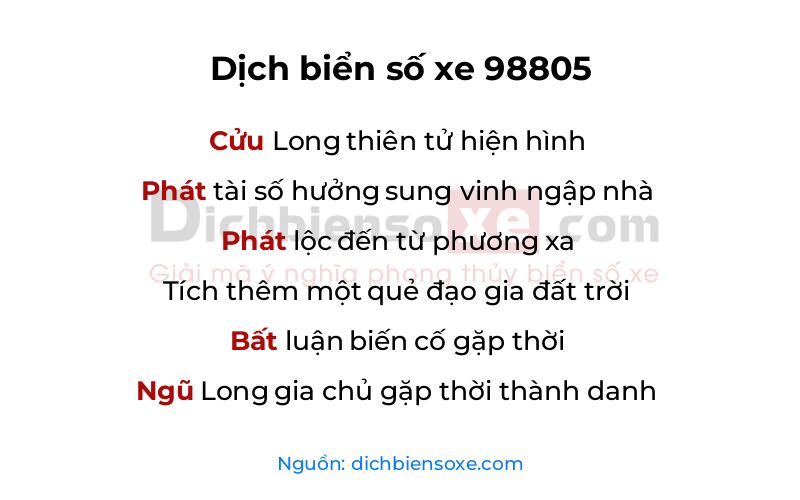 Dịch thơ biển số 98805