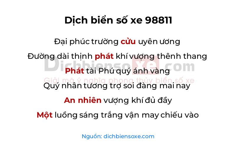 Dịch thơ biển số 98811