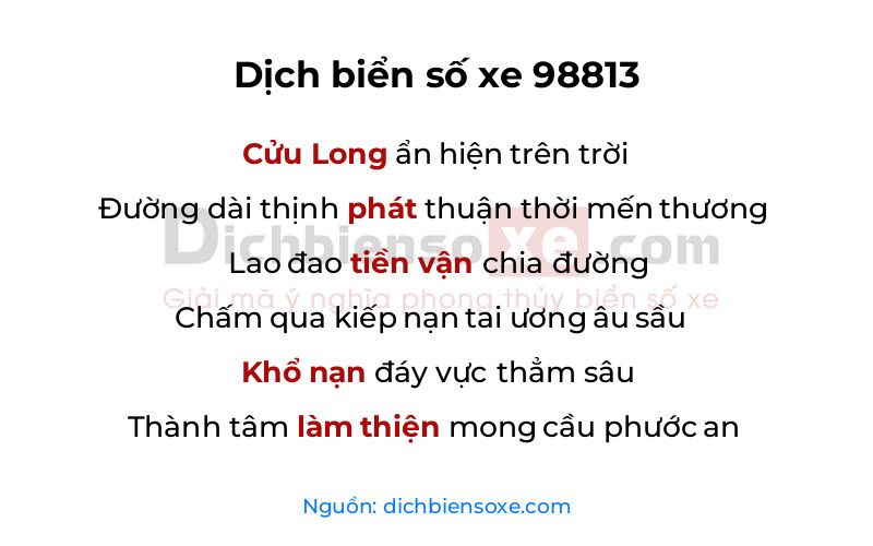 Dịch thơ biển số 98813