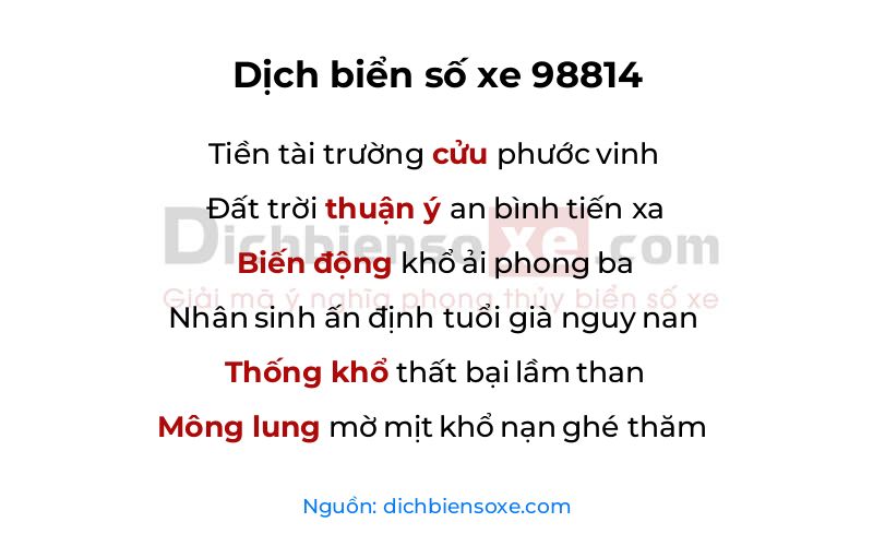 Dịch thơ biển số 98814