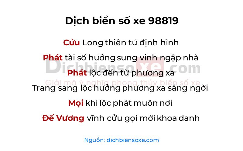 Dịch thơ biển số 98819