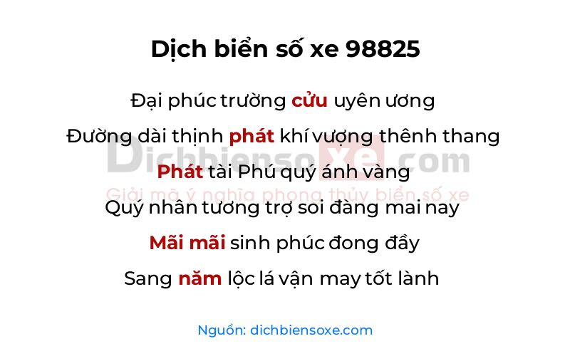 Dịch thơ biển số 98825