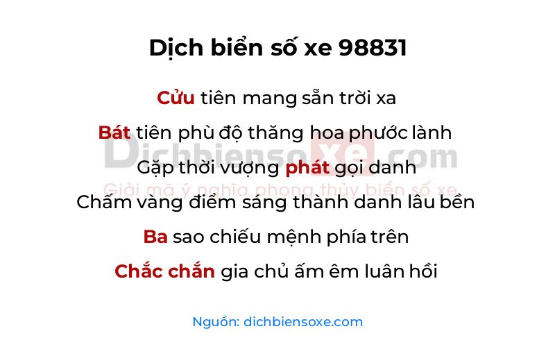 Dịch thơ biển số 98831
