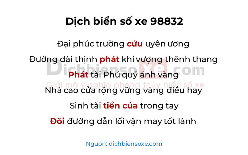 Dịch thơ biển số 98832