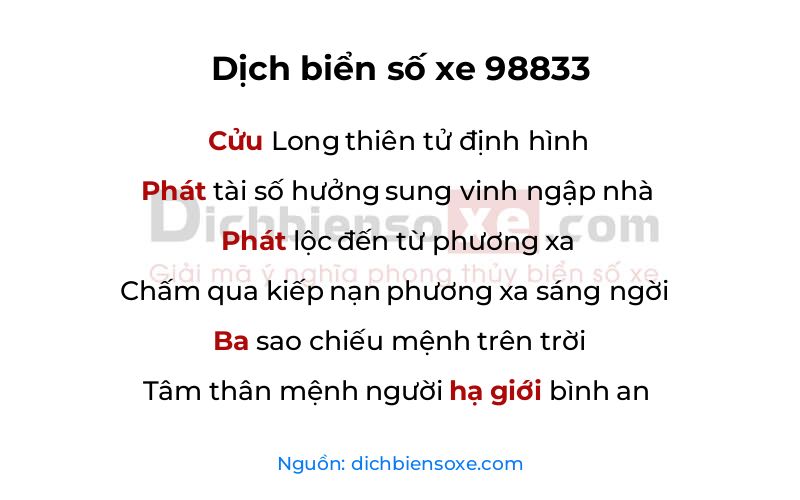 Dịch thơ biển số 98833