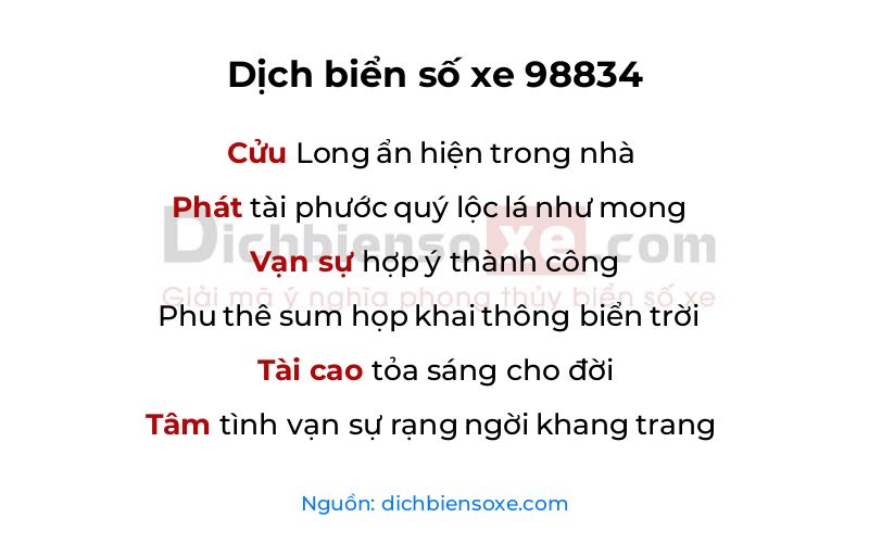 Dịch thơ biển số 98834