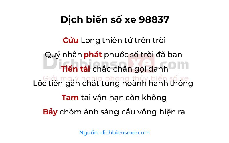 Dịch thơ biển số 98837