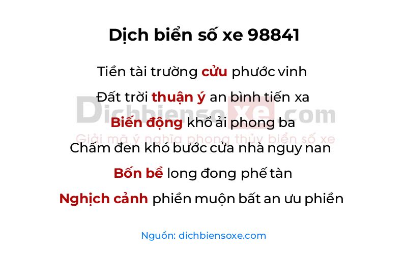 Dịch thơ biển số 98841