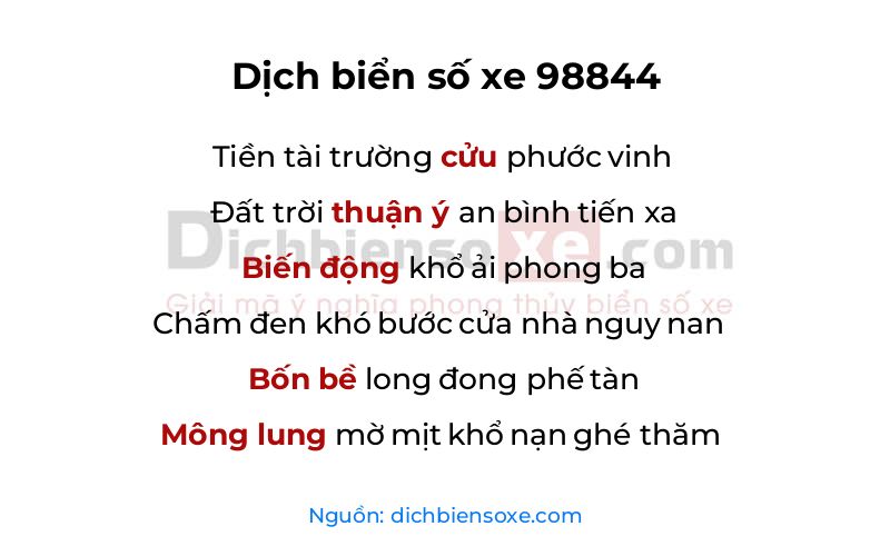 Dịch thơ biển số 98844