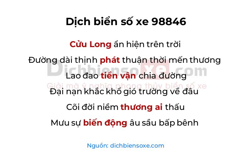 Dịch thơ biển số 98846