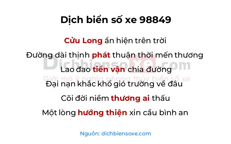 Dịch thơ biển số 98849