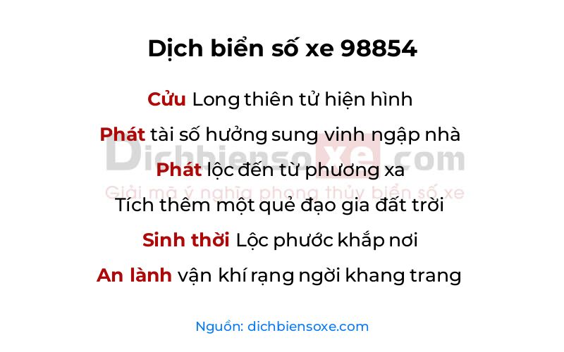 Dịch thơ biển số 98854