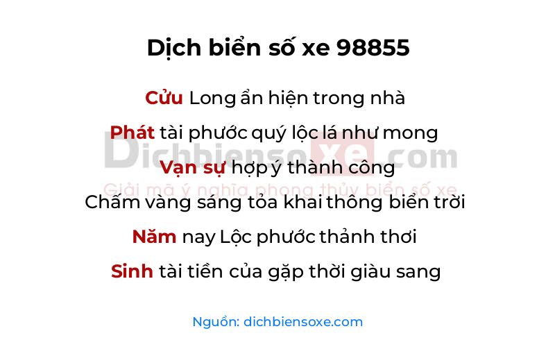 Dịch thơ biển số 98855