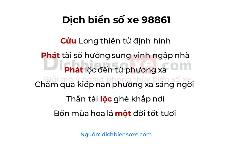 Dịch thơ biển số 98861