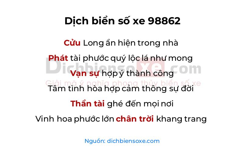 Dịch thơ biển số 98862