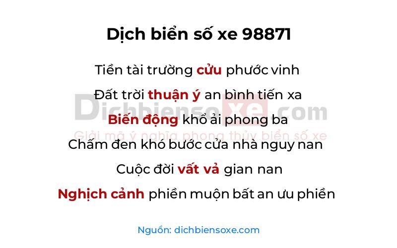 Dịch thơ biển số 98871