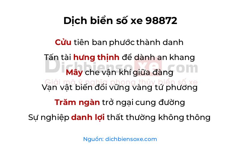 Dịch thơ biển số 98872
