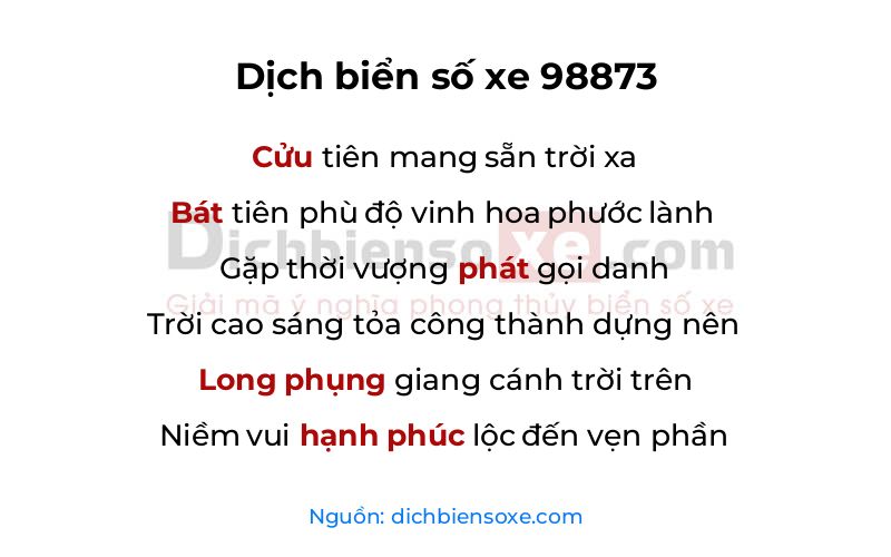 Dịch thơ biển số 98873