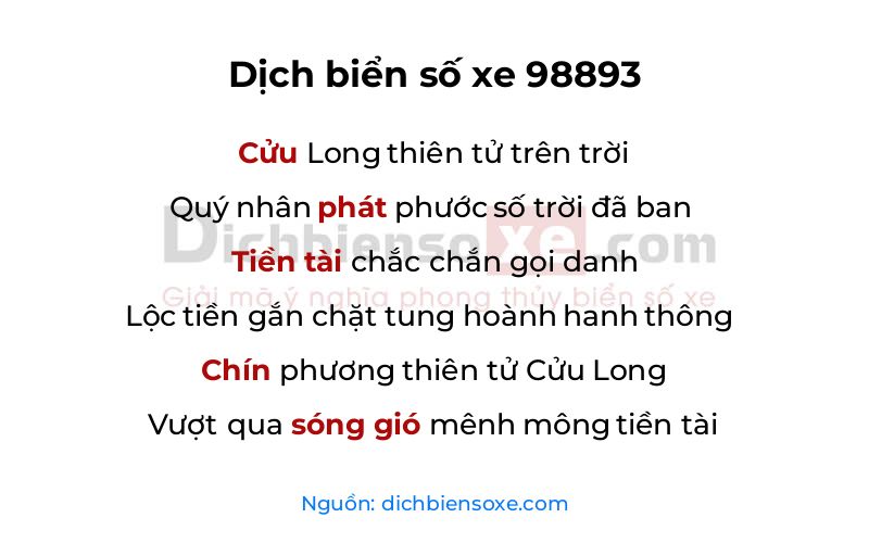 Dịch thơ biển số 98893