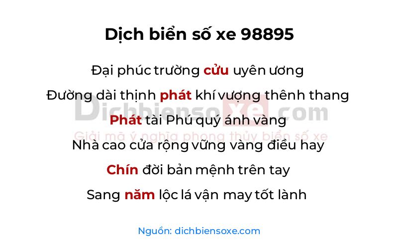Dịch thơ biển số 98895