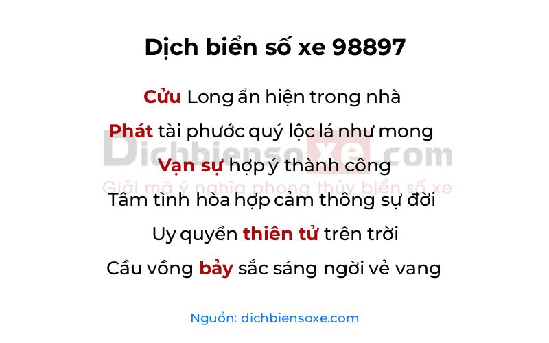 Dịch thơ biển số 98897