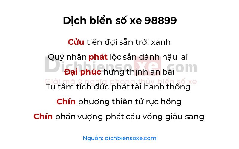 Dịch thơ biển số 98899