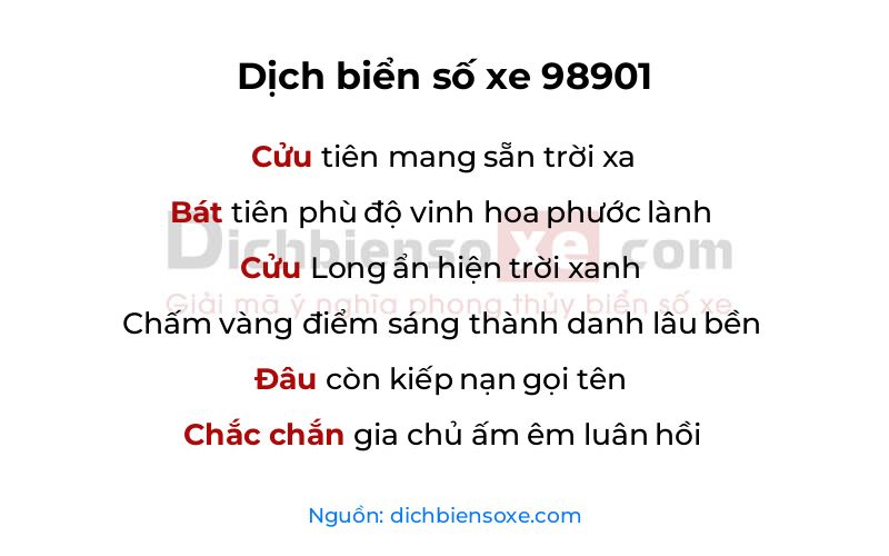 Dịch thơ biển số 98901