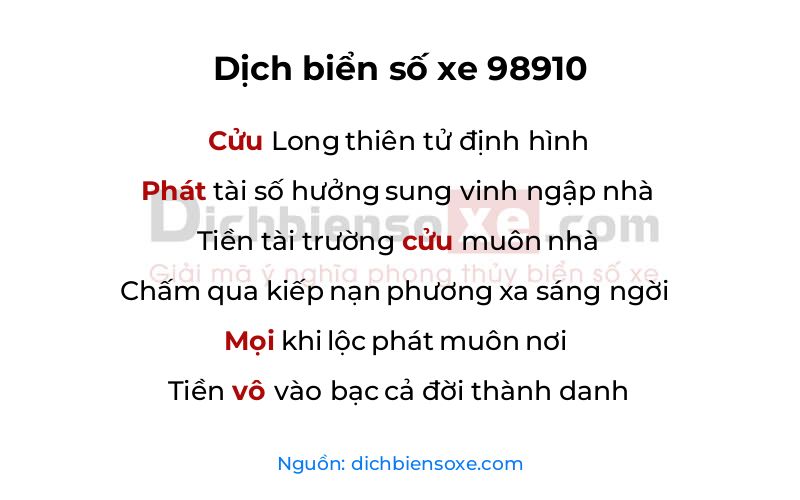 Dịch thơ biển số 98910