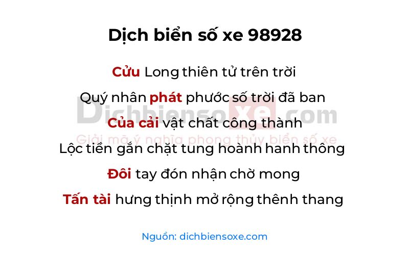 Dịch thơ biển số 98928