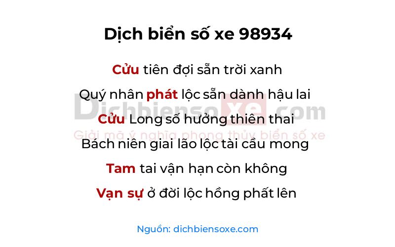 Dịch thơ biển số 98934