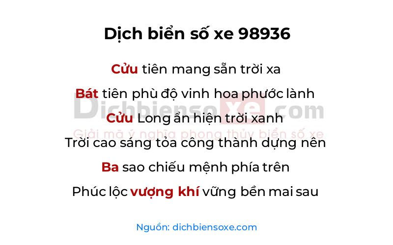 Dịch thơ biển số 98936