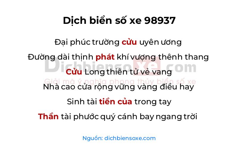Dịch thơ biển số 98937