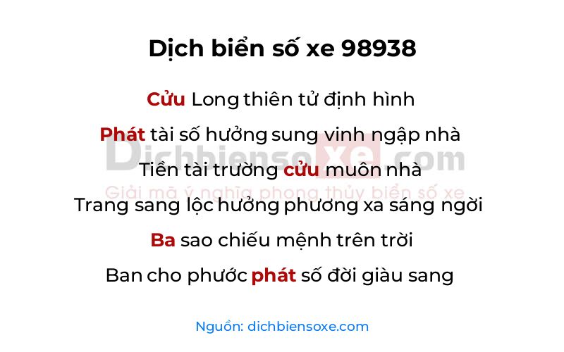 Dịch thơ biển số 98938