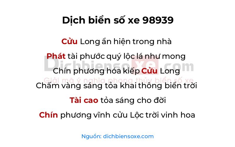 Dịch thơ biển số 98939