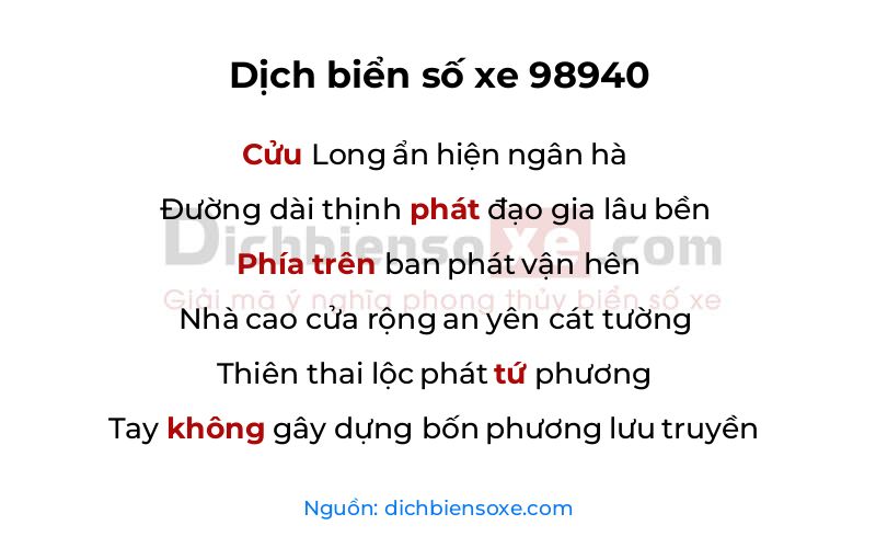 Dịch thơ biển số 98940