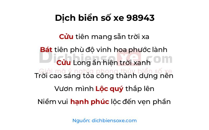 Dịch thơ biển số 98943