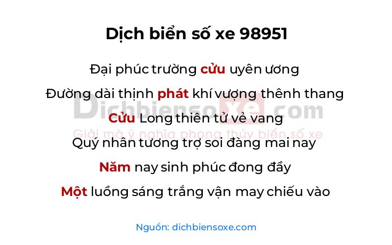 Dịch thơ biển số 98951