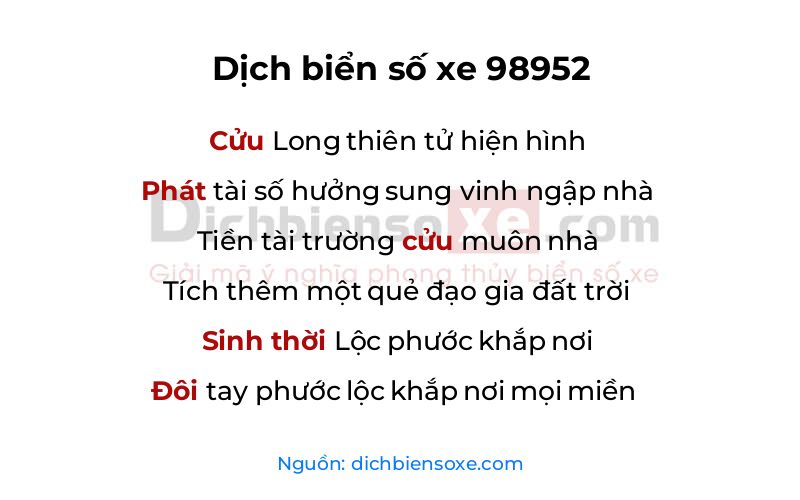 Dịch thơ biển số 98952