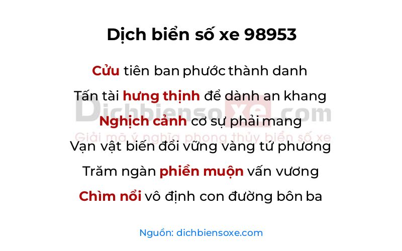 Dịch thơ biển số 98953
