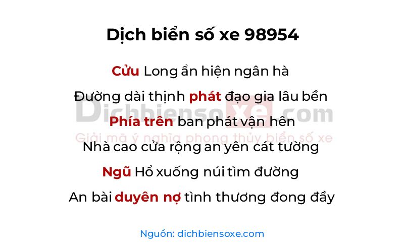 Dịch thơ biển số 98954