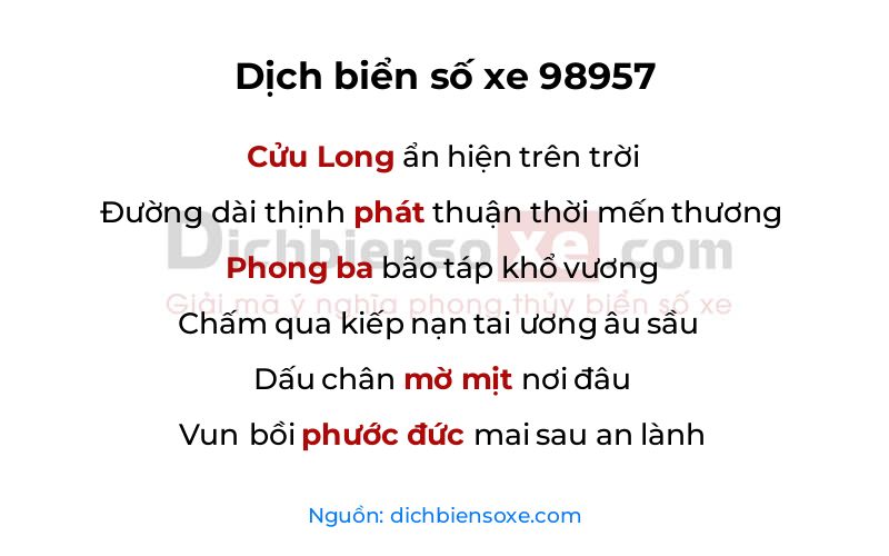 Dịch thơ biển số 98957