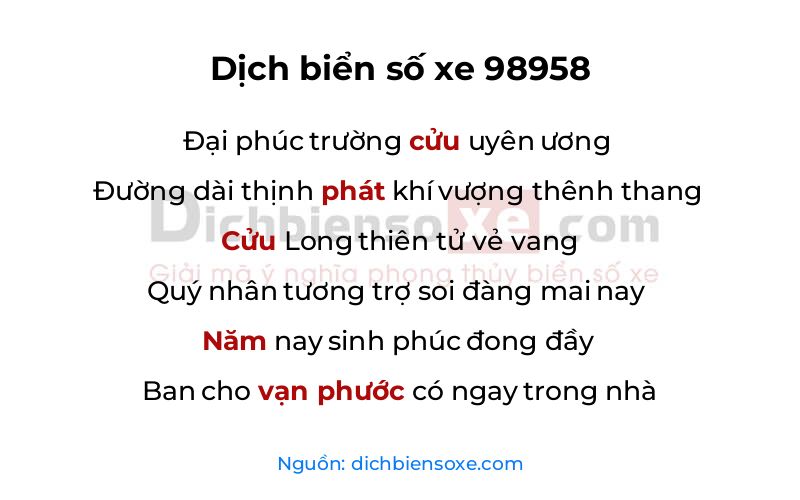 Dịch thơ biển số 98958
