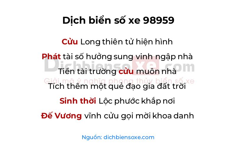 Dịch thơ biển số 98959