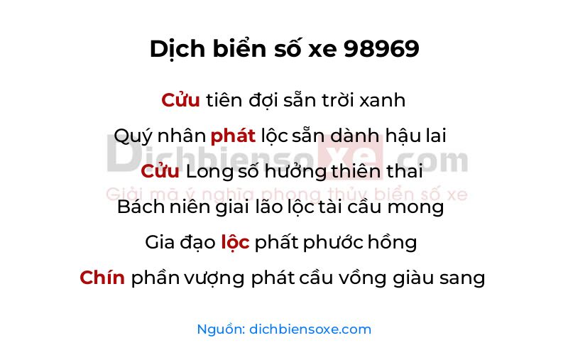 Dịch thơ biển số 98969