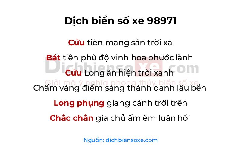 Dịch thơ biển số 98971