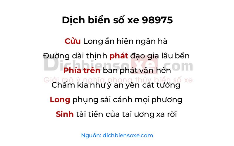 Dịch thơ biển số 98975