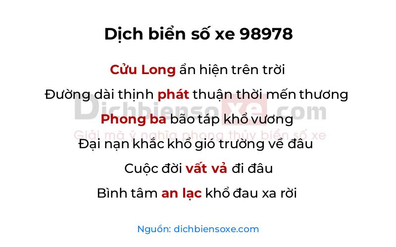 Dịch thơ biển số 98978